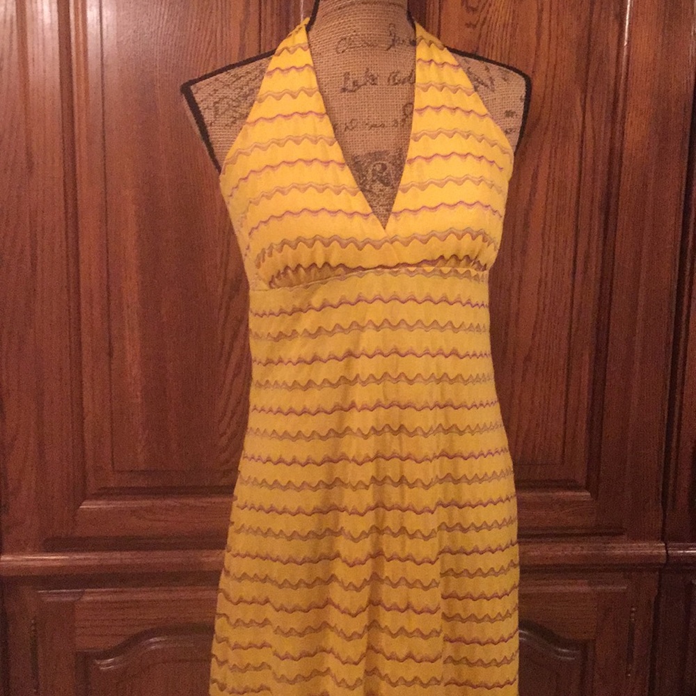 NWT Maria & Kyndal’s Yellow Maxi Halter Dress